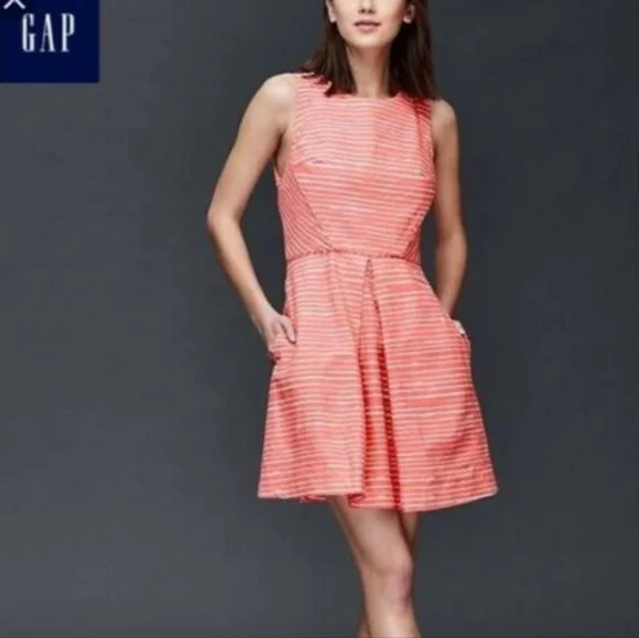 GAP | Dresses | New Gap Pink Stripe Sleeveless Linen Blend Aline Pleat  Shift Dress Size 4 | Poshmark